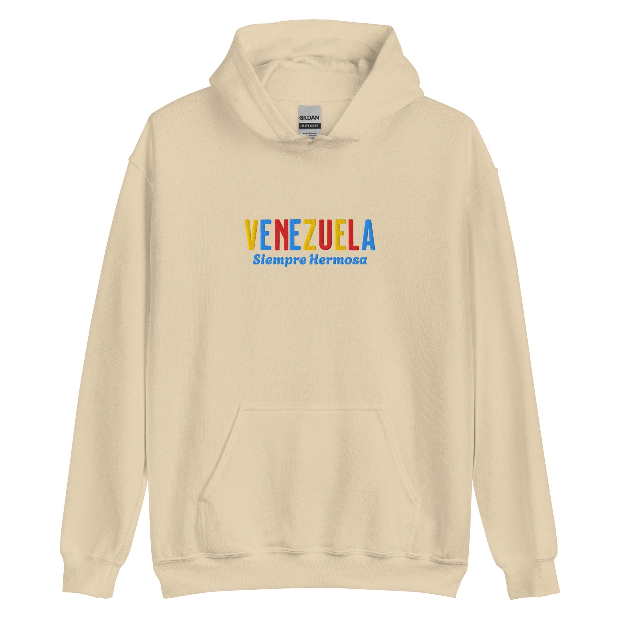 Hoodie bordado con la frase “Siempre Hermosa”, inspiración cultural de Venezuela.